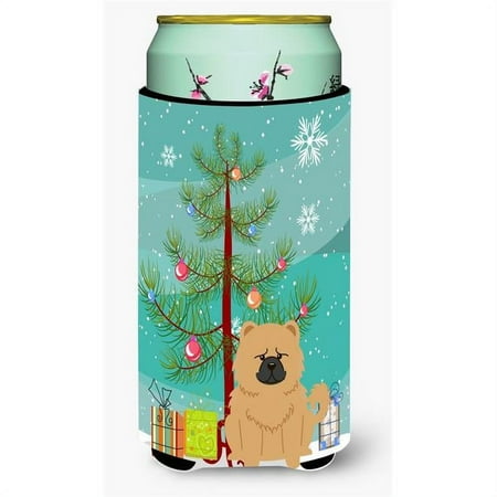 

Merry Christmas Tree Chow Chow Cream Tall Boy Beverage Insulator Hugger