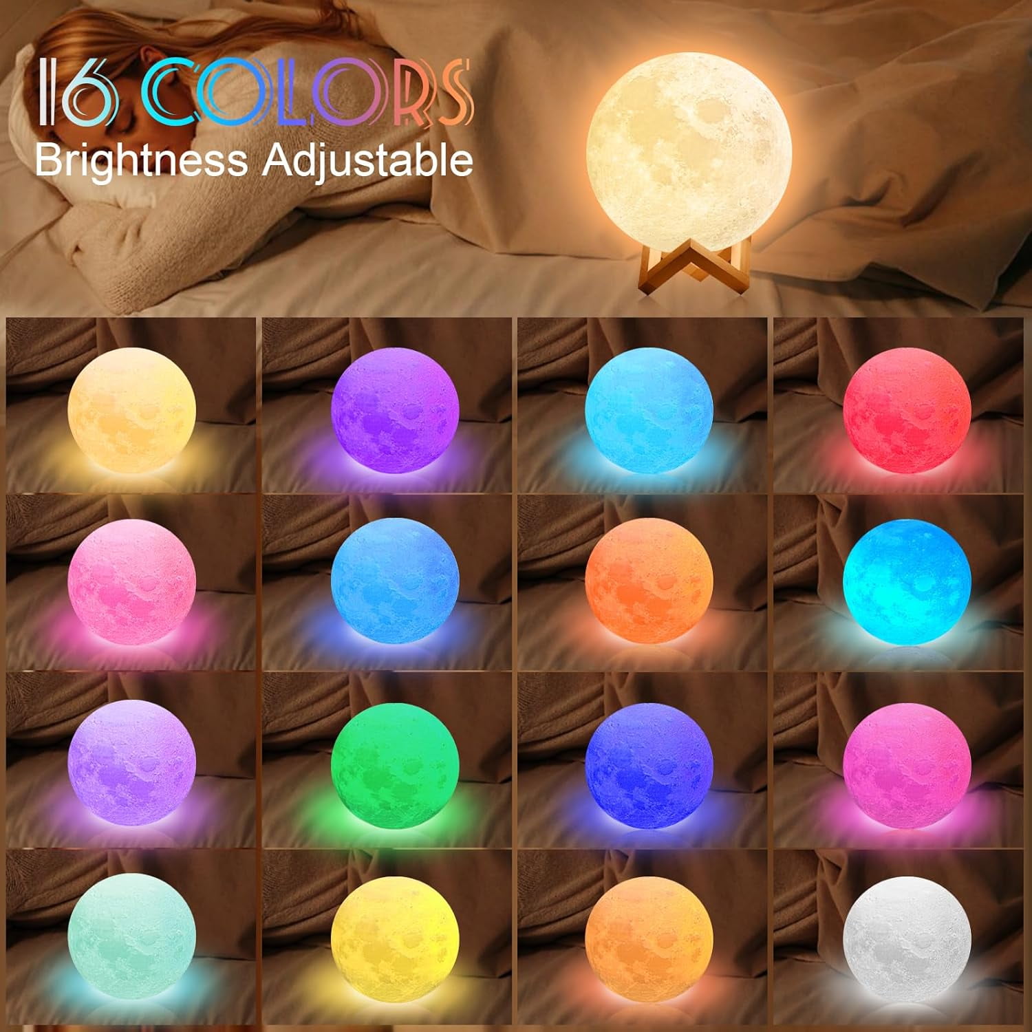 Rechargeable Moon Lamp for Adult Kids 5.9inch, 3D Moon Lights for Bedroom, Unique Valentine Gifts for Her, Suitable as Kids Night Lights Bedroom Decorations