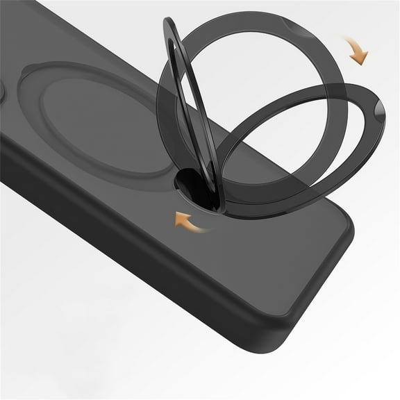 Decase for Samsung Galaxy 24 Ultra Case with Invisible Stand Compatible with MagSafe,Slim 360 Rotating Ring Holder Stand,Camera Lens Protector Shockproof Matte Clear Protective Case Cover,Black