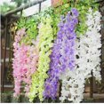 thumbnail image 4 of TASHHAR 12Pcs Wisteria Hanging Flowers Artificial Wisteria Vine Garland Fake Flower Plants Home Party Garden Wedding Decor Purple, 4 of 6