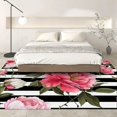 thumbnail image 4 of Machine Washable Rug 2x3 ft Floral Peony Striped Background Washable Area Rugs with Non Slip Rugs for Living Room Bedroom, Rug Carpet Stain Resistant, Home Decor Office Rug, 4 of 7