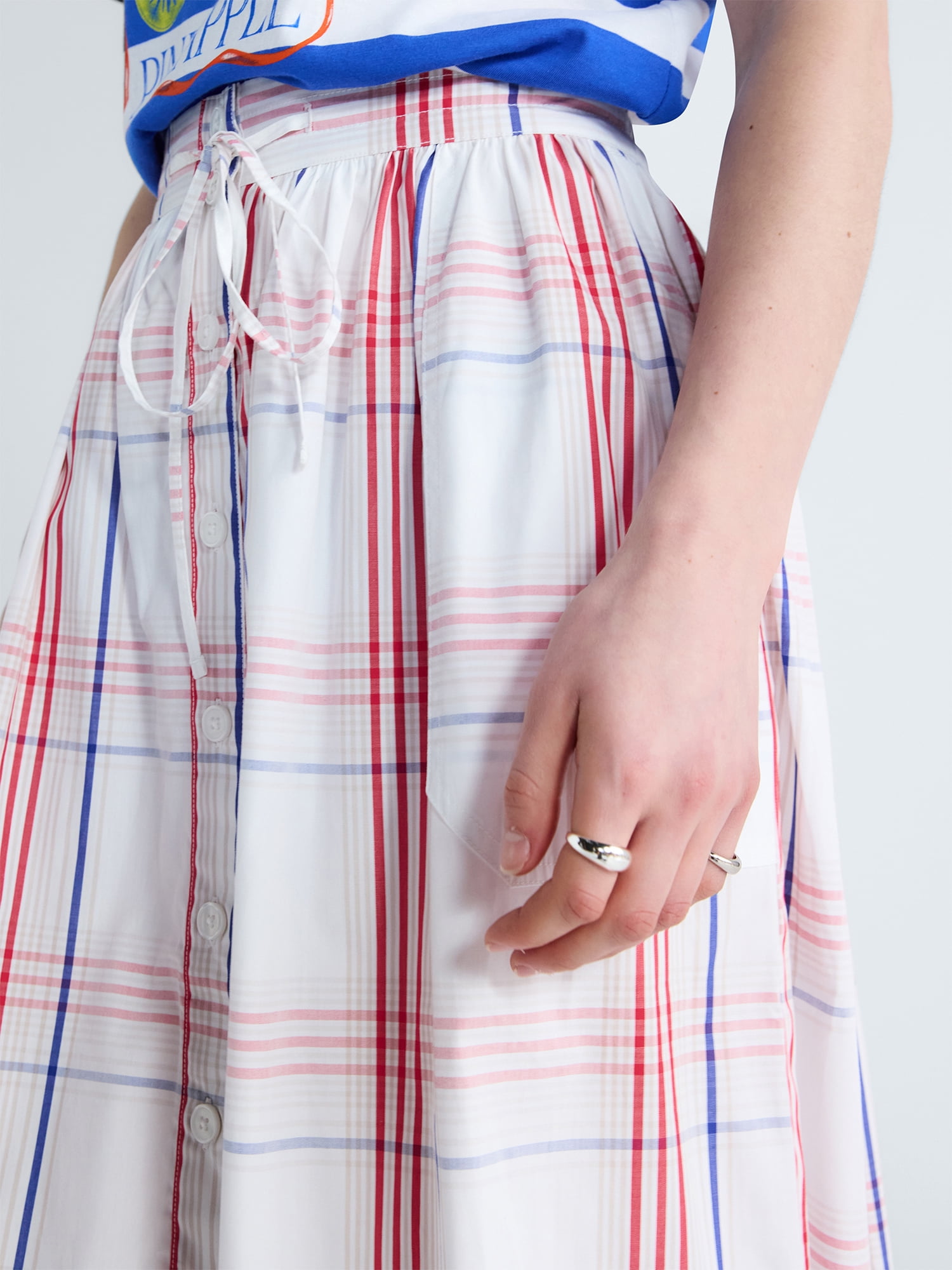 Free Assembly Women's and Women's Plus Button-Front Cotton Maxi Skirt, Sizes XS-4X
