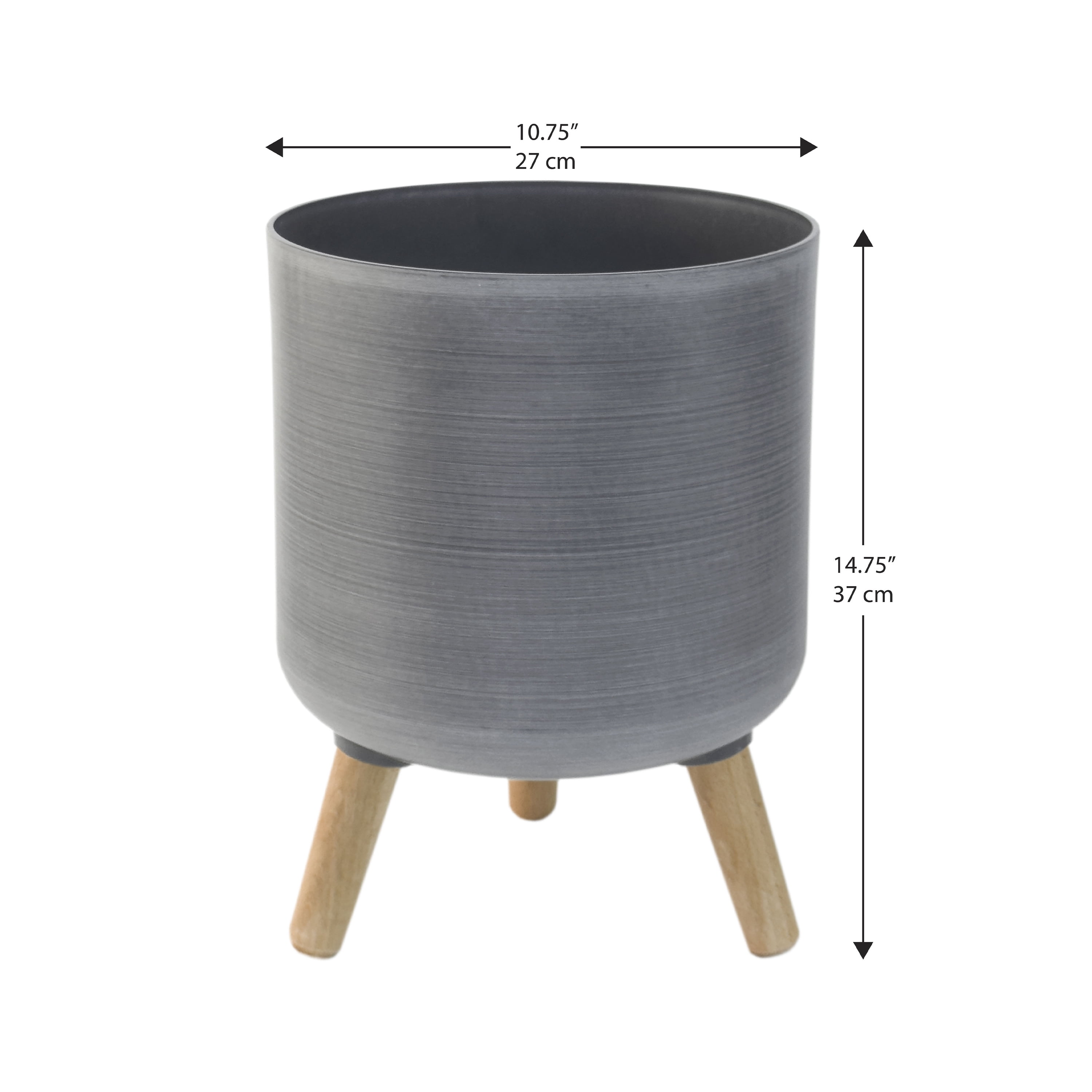 Algreen Modena 10.7" Planter with Stand, Brushed Grey
