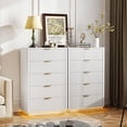 thumbnail image 3 of Fluted Dresser for Bedroom with 5 Drawers, 31.5" Wide Modern Chest of Drawers with Lighting, Wooden Dresser TV Stand with Curved Edges, Closet Organizer for Living Room, Hallway,White, 3 of 9