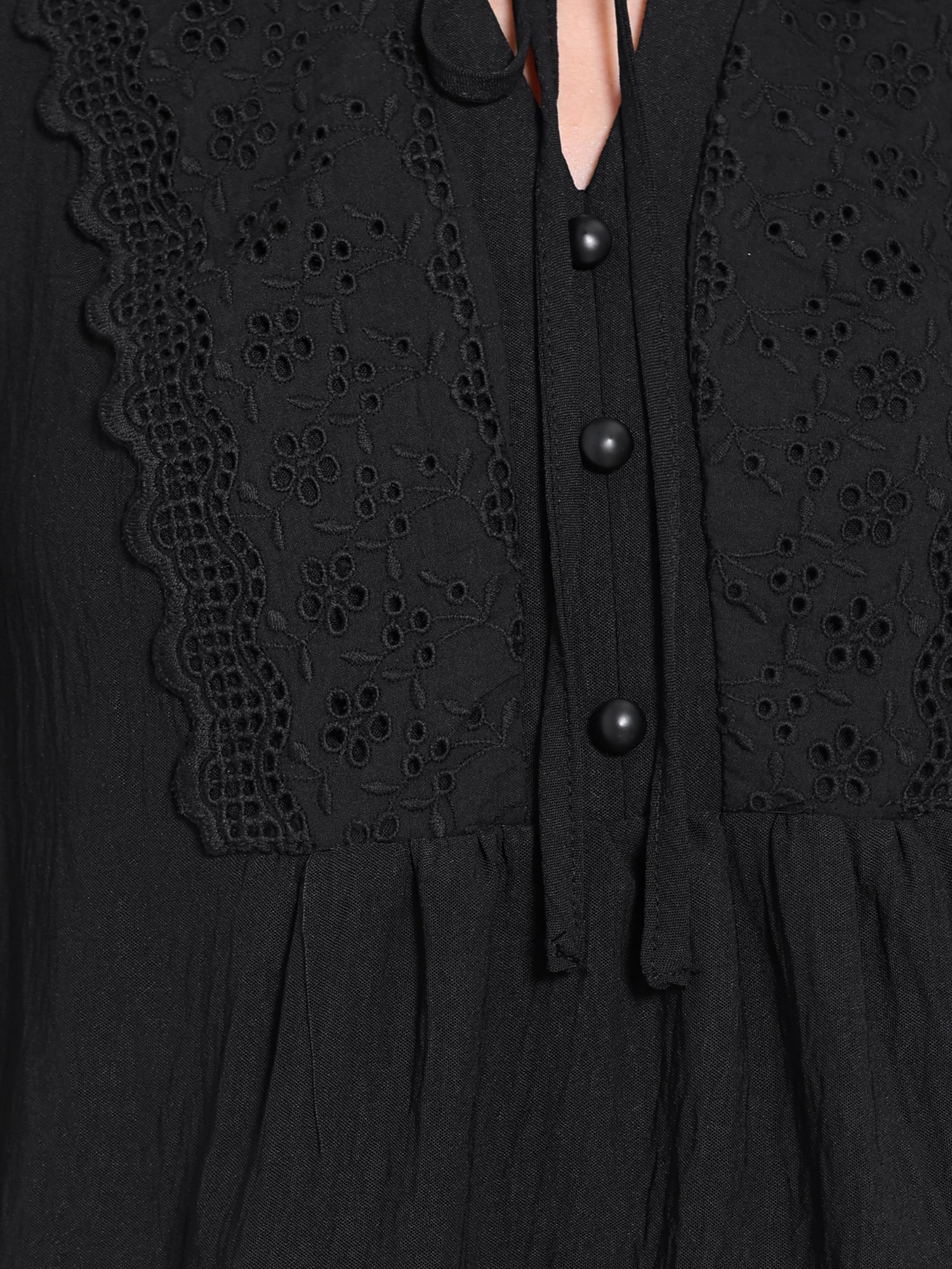 DARING DIVA Women's Tie Front Casual V Neck Blouses S Black