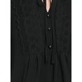 thumbnail image 5 of DARING DIVA Women's Tie Front Casual V Neck Blouses XS Black, 5 of 6