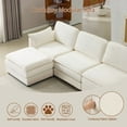 thumbnail image 3 of 136" Plush Cloud Modular 4-Seater Sofa with 2 Footstools, Beige Corduroy, Foam Cushions, Throw Pillows, Modern Sectional for Living Room, Bedroom, Apartment, Heavy Duty, Cushion Back, Compact Design, 3 of 8