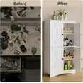 thumbnail image 6 of Gizoon 43" Kitchen Pantry Cabinet, Bathroom Storage Unit with Adjustable Shelves and 4 Magnetic Doors, Floor Cabinet for Kitchen, Living Room, White, 6 of 9