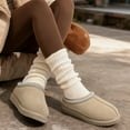 thumbnail image 2 of Comwarm Genuine Suede House Fuzzy Slippers for Women Men, Warm Memory Foam Shoes Indoor Outdoor, Sand, 2 of 7