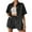 Black, variant on Arlun 2 Piece Sets for Women Casual Button down Short Sleeve Tops Matching Shorts with Pockets Solid Color Waffle Outfits Loose Comfortable Loungewear Sets Red XL