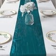 thumbnail image 2 of BalsaCircle 12" x 108" Teal Crinkled Accordion Taffeta Table Runner Party Events Linens, 2 of 8