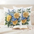 thumbnail image 3 of Yellow Blue Floral Leaves Outdoor Waterproof Pillow Covers, Garden Flowers Botanical Decorative Square Throw Pillowcase Sofa Cushion Sham for Patio/Couch/Chair, 24"x24" 2 Pack, 3 of 8