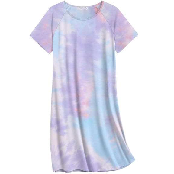 Ekouaer Nightgowns for Women Cotton Sleep Shirts Short Sleeve Nightshirt Crew Neck Night Gown Comfy Sleepwear Nightdress