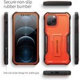 thumbnail image 4 of IBAOLE for iPhone 12 Case, Compatible with iPhone 12 Pro Case, Rubber Shockproof Full-Body Cover Case Built in Screen Protector with Kickstand fit iPhone 12 6.1 inch Phone (Orange) Orange, 4 of 7