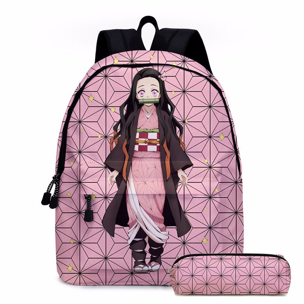 Nezuko Anime Ghost Killer Blade Schoolgirl Schoolbag Anime Backpack Pen  Case 