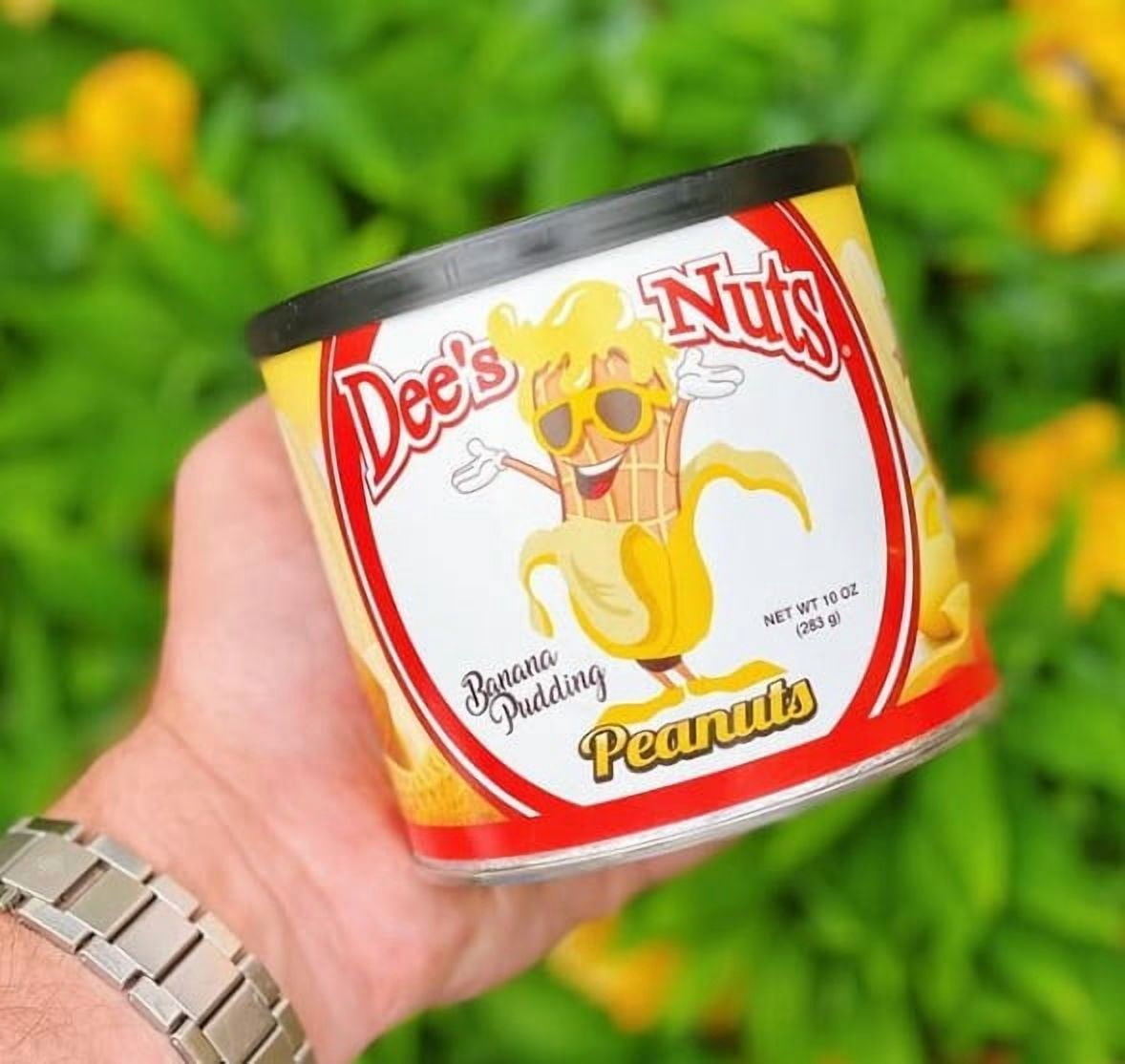 (4 pack) Dee's Nuts Peanuts, Banana Pudding Flavor, 10 oz. Canister