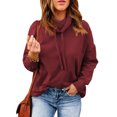 thumbnail image 2 of High Neck , Drawstring Pure Color Comfortable Casual Long Sleeve  Elegant  For Vacation For Female For Office Red M, 2 of 7