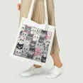 thumbnail image 4 of COMIO  Cute Cartoon Funny Grey Cats Pattern Extra Large Canvas Beach Travel Reusable Grocery Shopping Tote Bag Portable Storage HandBag, 4 of 4