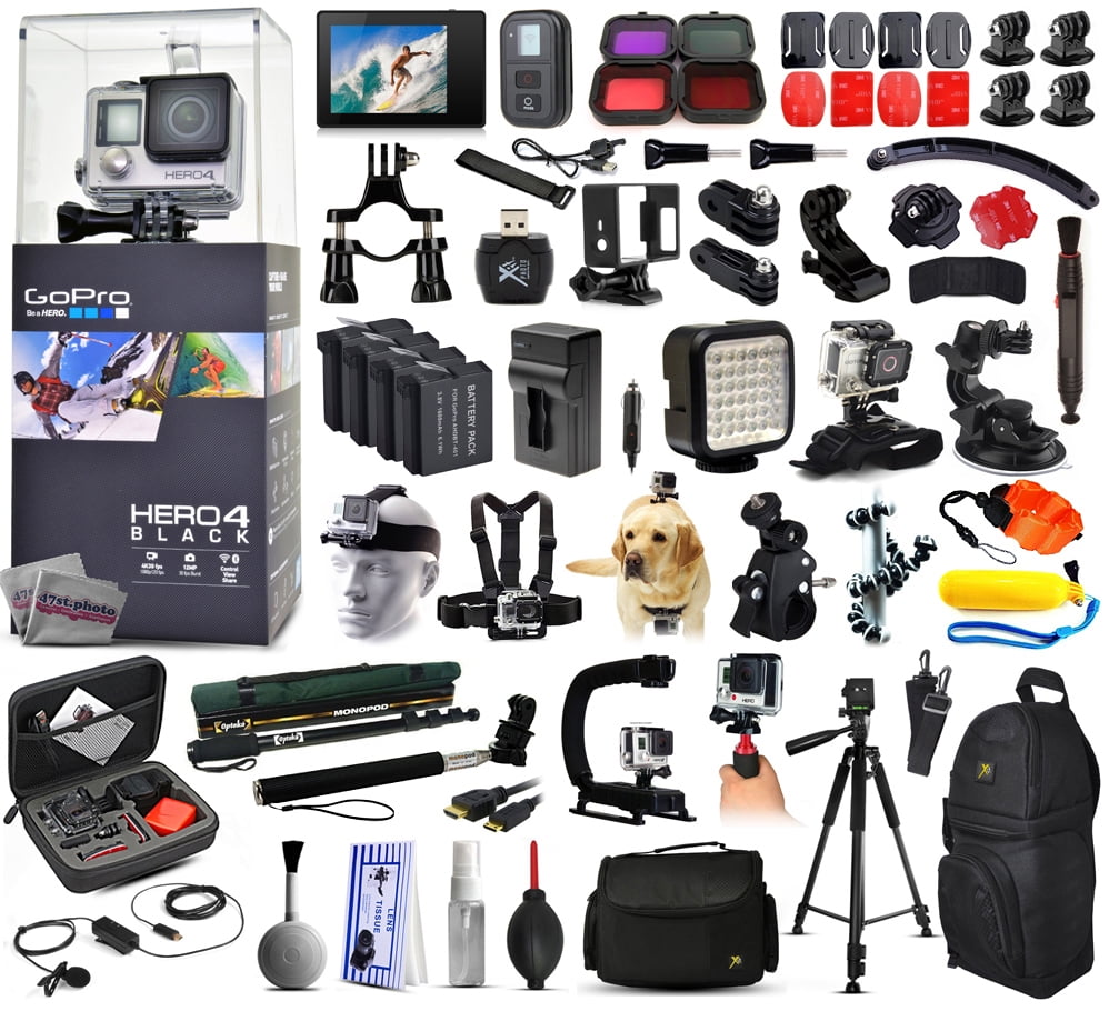 Buy GoPro Hero 4 HERO4 Black Edition CHDHX-401 with LCD Display + Filters + 4 Batteries + Skeleton Housing + Microphone +... by GoPro
