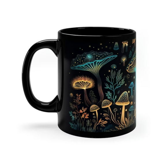 Hxlazmoo Bioluminescent Fungi Mug - Cute Ceramic Coffee Cup with Glowing Mushroom Design, Durable Gift for Plant Lovers