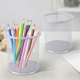 thumbnail image 3 of GFHFHITJ Pen Holder, Pencil Holder Cup for Desk, Black Mesh Metal Pen Organizer for Home Office, Desk Accessories & Workspace Pencil Container(Silver), 3 of 5