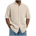 thumbnail image 3 of Wavsuf Mens polo Shirt for Men Summer Button polo T-Shirt Button T-Shirt Khaki Size 2XL, 3 of 7