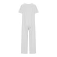 thumbnail image 5 of SEMPAI Women's Summer Solid Color V-neck Short-sleeved Oversized Pocket Straight Pants Daily Casual Loose Low-grade Jumpsuit Pants, 5 of 6