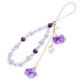 thumbnail image 3 of Cordón de muñeca para teléfono con cuentas de cristal y colgante de flor, correa de teléfono con cuentas, correa antideslizante para teléfono celular para billetera., 3 of 7