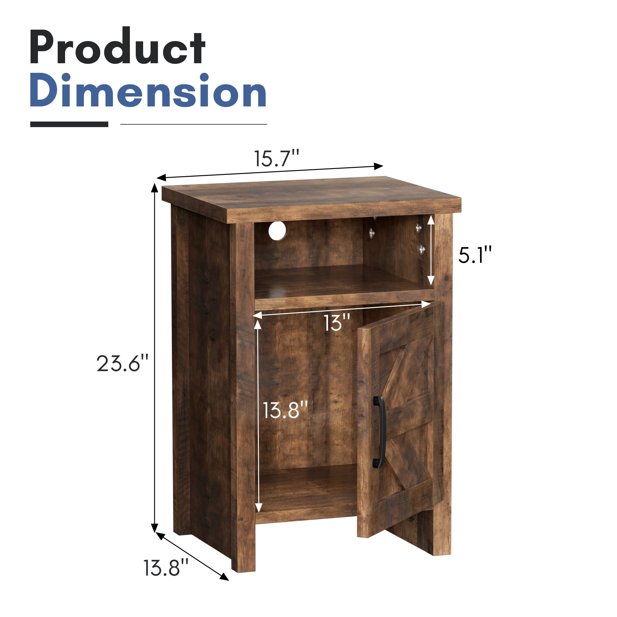 Vineego Nightstand Set of 2 Farmhouse Nightstand with Storage Shelves Bedside Tables End Table for Bedroom Modern Wood Side Table Living Room,Light Brown