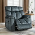 thumbnail image 2 of Bonzy Home Oversized Swivel Rocker Recliner with Massage & Heat, Reclining Glider Chair – Soft Breathable Fabric for Living Room & Bedroom, Gray, 2 of 7