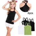thumbnail image 2 of Afuyipoi Y-Back Tank Tops for Girls,Cotton Sleeveless Comfortable Lightweight 4 Pack Summer Cami Green 4-5, 2 of 6
