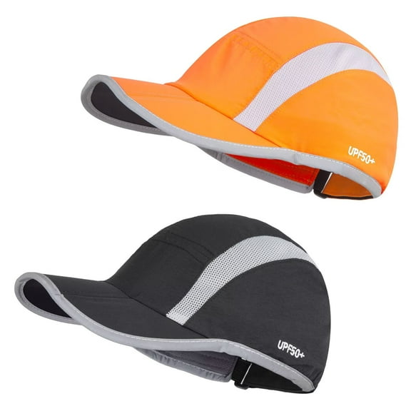 2 Pack Foldable Sports Hat with UPF 50  Sun Protection Baseball Cap for Men Women Running Cap Quick Dry Portable Hat