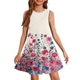 thumbnail image 2 of YOUYEDIAN Girls Dress Crewneck Sleeveless Sun Dresses 2026 Summer Cute Floral Graphic Dress Flowy Plain Midi Dress,Pink 7-8 Years, 2 of 6