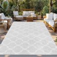 thumbnail image 2 of White Moroccan Outdoor Rug for Patio/Deck/Porch, Non-Slip Large Area Rug 3 x 5 Ft, Boho Morocco Geometric Quatrefoil Grid Indoor Outdoor Rugs Washable Area Rugs, Reversible Camping Rug Carpet Runner, 2 of 8