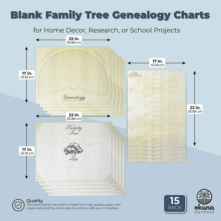Okuna Outpost 15 Pack Family Tree Charts to Fill In - Blank 8