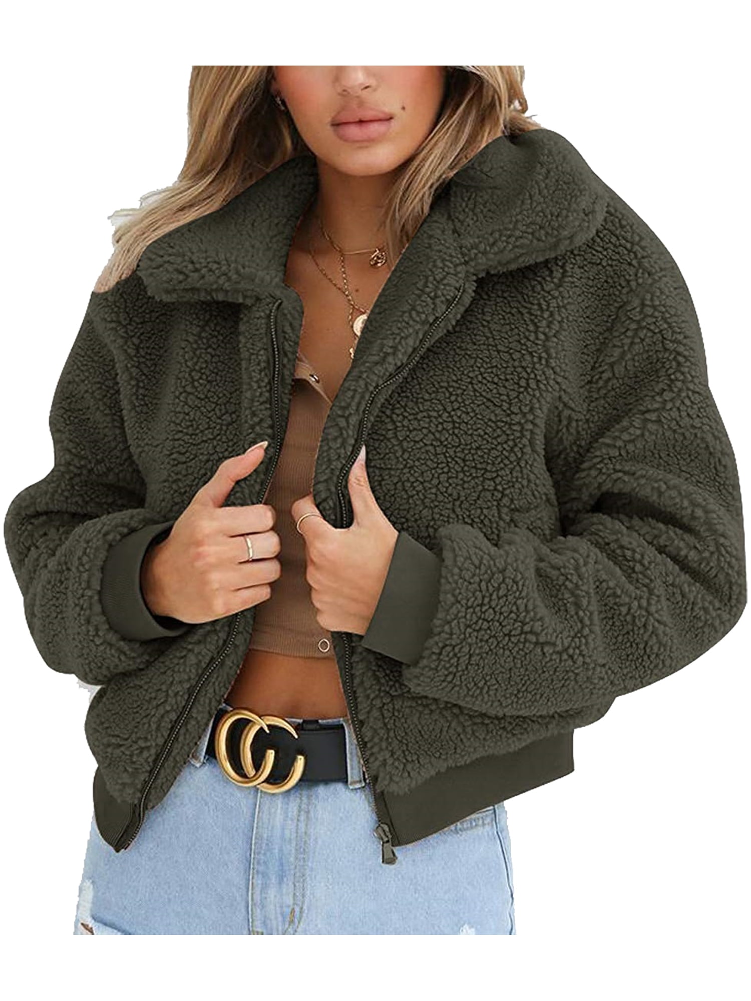 cropped teddy bear jacket with hood