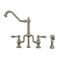 thumbnail image 3 of Whitehaus Twisthaus Plus Bridge Faucet with Long Traditional Swivel Spout, Lever Handles and Solid Brass Side Spray, 3 of 5