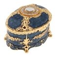 thumbnail image 3 of lionlar Oval Metal Vintage Jewelry Box Gift Ears Storage Box Blue StyleA-Blue, 3 of 9