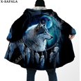 thumbnail image 1 of Capa gruesa y cálida con capucha para hombre, abrigo de lana a prueba de viento, con estampado 3D de Luna y Lobo, Native Dream Catcher, bata, manta, 6, 1 of 4