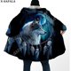thumbnail image 1 of Capa gruesa y cálida con capucha para hombre, abrigo de lana a prueba de viento con estampado 3D de Luna y Lobo Native Dream Catcher, bata, manta, 5, 1 of 4