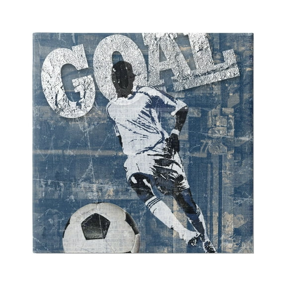 Stupell Industries Soccer Player Goal Text Vintage Weathered Sign Graphic Art Gallery Wrapped Canvas Print Wall Art, Design by Katrina Craven