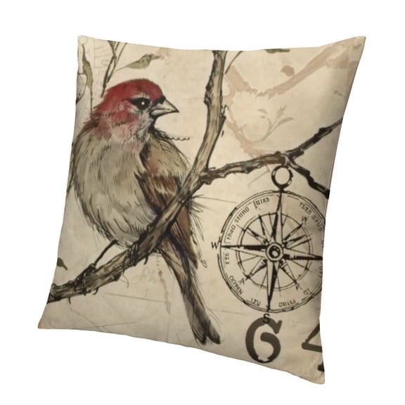 SHANXI Bird On The Branch Pillow Cover 12x12in