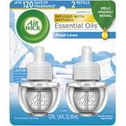 Air Wick Plug in Scented Oil Refill, 2 ct, Fresh Linen, Same Great Fragrance of Fresh Laundry, Air Freshener, Essential Oils