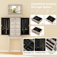 thumbnail image 5 of Giantex Drawers Armoire Cabinet, Standing Storage Chest with Mirror, 8 Necklace Hooks Wooden Organizer, Bedroom Jewelry Furniture with 2 Side Swing Doors, Grey, 5 of 9