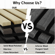 Wood Slat Wall Panels, Wood Panels for Wall, 2 Pack 93.5 x 12.6 Soundproof Solid Wooden Wall Panels, 3D Acoustic Fluted Wood Wall Panels for Ceiling Wall Decor