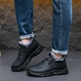 thumbnail image 2 of Men's Faux Leather Slip On Winter Snow Boots Warm Fleece Lined Ankle Booties Comfortable Outdoor Non Slip Work Shoes Black Size 8.5, 2 of 9