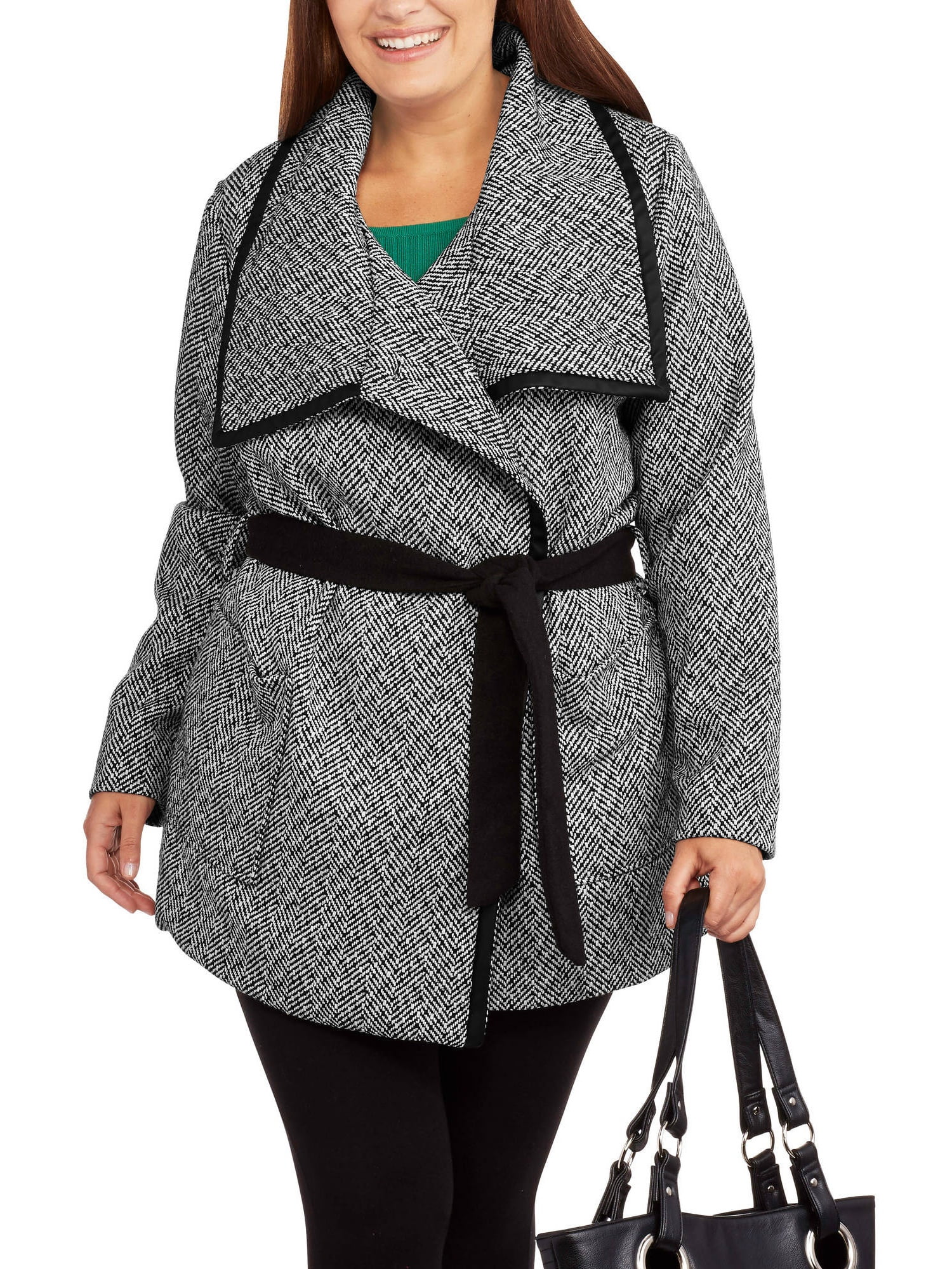 Women's PlusSize Belted Wrap WoolBlend Coat