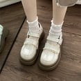 thumbnail image 2 of Lovskoo 2024 Women's Dress Leather Shoes Platform Round-Toe French Vintage Mary Shoes Flat Shallow Mouth Gentle Patent Leather Spring Shoes White, 2 of 9