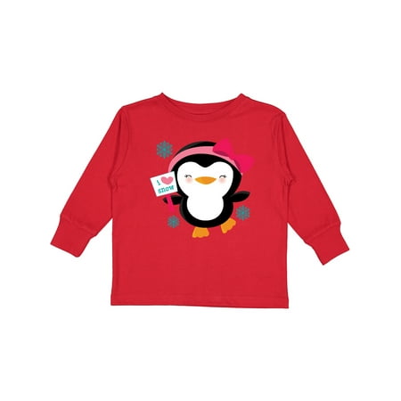 

Inktastic Penguin Girl Snowflakes Gift Toddler Toddler Girl Long Sleeve T-Shirt