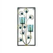 Accent Plus Candle Holder Christmas Decorations Indoor Home Decor Peacock Plume Wall Sconce Candle Holders Christmas Candle Holder Tealight Candle Holder, 7 X 2.5 X 14.75 Inches